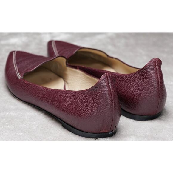 M Gemi Burgundy Pebbled Leather Pointed Toe Flats Womens Size EU 40.5 US 9.5 - Picture 13 of 16